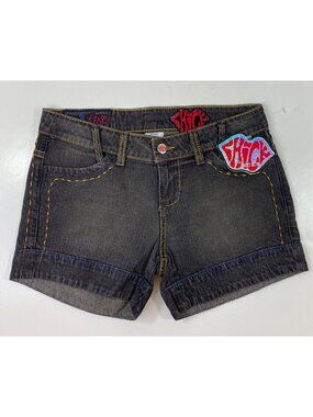 Chick By Nicky Hilton Womens Black Denim Shorts With Patches Size 26